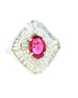 1.20 Carat Ruby and 1.00 Carat Diamond Ring, Size 7