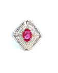 1.20 Carat Ruby and 1.00 Carat Diamond Ring, Size 7