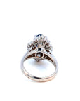 3.51 Carat Sapphire Cabochon 0.58 Carat Diamond Ring in Platinum, Size 5.75