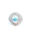 1.59 Carat Diamond and 1.93 Carat Fire Opal Platinum Ring