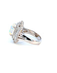 1.59 Carat Diamond and 1.93 Carat Fire Opal Platinum Ring