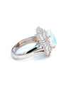 1.59 Carat Diamond and 1.93 Carat Fire Opal Platinum Ring