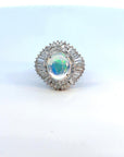 1.59 Carat Diamond and 1.93 Carat Fire Opal Platinum Ring