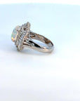 1.59 Carat Diamond and 1.93 Carat Fire Opal Platinum Ring