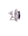 3.00 Carat Blue Sapphire and 1.00 Carat Diamond Studs 18K White Gold