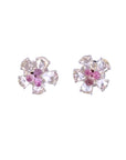 2 Carat Pink Tourmaline 2.38 Carat Rose Cut Diamond Studs