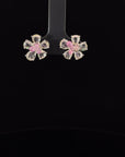 2 Carat Pink Tourmaline 2.38 Carat Rose Cut Diamond Studs
