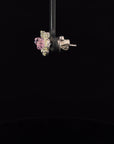 2 Carat Pink Tourmaline 2.38 Carat Rose Cut Diamond Studs