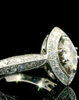1.1 Carat Diamond Marquise Cluster Ring 18K Gold, Size 7