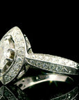 1.1 Carat Diamond Marquise Cluster Ring 18K Gold, Size 7