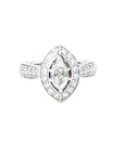1.1 Carat Diamond Marquise Cluster Ring 18K Gold, Size 7