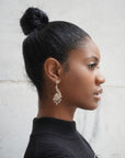 Diamond Covered Rose Gold & Dangling Natural Diamonds Earrings - 2 Pieces