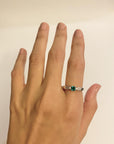 Vintage Natural Colombian 0.21 Carats Emerald and Diamond Platinum Ring, Size 6