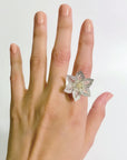 1.92 Carat Diamond & 1.34 Carat Briolette Diamond 18K Ring - The Daisy, Size 6