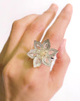 1.92 Carat Diamond & 1.34 Carat Briolette Diamond 18K Ring - The Daisy, Size 6