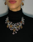 56 Carat Multi-Colored Sapphire and Diamond Necklace and Earring Set - 3 Pieces