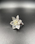 1.92 Carat Diamond & 1.34 Carat Briolette Diamond 18K Ring - The Daisy, Size 6