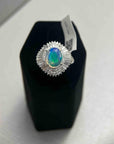 1.59 Carat Diamond and 1.93 Carat Fire Opal Platinum Ring