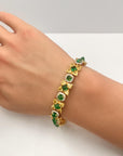 Natural Fancy 11.24 Carat Yellow Diamonds 8.18 Carat Columbian Emerald Bracelet