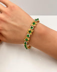 Natural Fancy 11.24 Carat Yellow Diamonds 8.18 Carat Columbian Emerald Bracelet