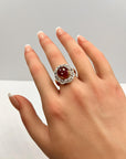 Ruby and Diamond Halo Ring