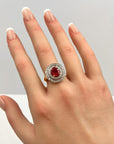 Ruby and Diamond Halo 18K Gold Ring