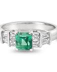Colombian Emerald Platinum Ring, Size 5.5