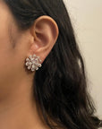 3.72 Carat Rose Cut Diamond Earrings 18K White Gold