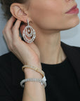 8.2 Carat Rosecut Diamond & 3.02 Carat Round Diamond Drop Earrings - 2 Pieces
