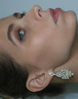 9.39 Carat Pear & Marquise Natural Diamond Earring in 18K White Gold - 2 Pieces