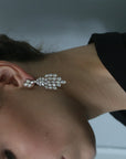 9.39 Carat Pear & Marquise Natural Diamond Earring in 18K White Gold - 2 Pieces