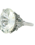 Certified Natural 11.38 Carat Ceylon Yellow Sapphire Platinum Ring, Size 6.5