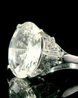 Certified Natural 11.38 Carat Ceylon Yellow Sapphire Platinum Ring, Size 6.5