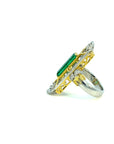 2.35 Carat Long Emerald And Platinum Ring, Size 7.75