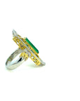2.35 Carat Long Emerald And Platinum Ring, Size 7.75