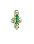 2.35 Carat Long Emerald And Platinum Ring, Size 7.75