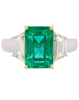 GIA Certified 3.84 Carat Natural Colombian Emerald 18K Gold Ring, Size 6.5