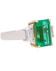 GIA Certified 3.84 Carat Natural Colombian Emerald 18K Gold Ring, Size 6.5