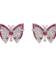 1.65 Carat Diamond Butterfly Stud Earrings in 14K Gold - 2 Pieces