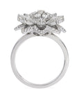 1.45 Carat Rose cut 0.43 Carat Round Diamond Lilotus Ring 18K Gold, Size 6.25