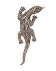 5.6 Carat Lizard Diamond and Multi-Gem Pin 18K Gold