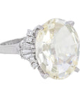 Certified Natural 11.38 Carat Ceylon Yellow Sapphire Platinum Ring, Size 6.5