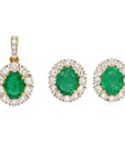 6.27 Carat Emerald and 4.27 carat Diamond Pendant and Earring