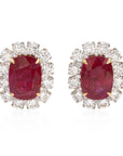 11 Carat Certified Natural Burmese Ruby and Diamond Earrings 18K Gold