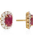 11 Carat Certified Natural Burmese Ruby and Diamond Earrings 18K Gold