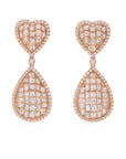 5.25 Carat Diamond Heart and Drop Earrings in 18K Rose Gold - 2 Pieces