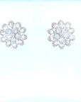 3.72 Carat Rose Cut Diamond Earrings 18K White Gold