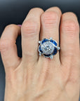 1.56 Carat Diamond Sapphire Cluster Ring 18K Gold