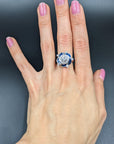1.56 Carat Diamond Sapphire Cluster Ring 18K Gold