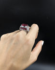11 Carat Natural Ruby Ring and 2.3 carat Diamond Cocktail Ring, Size 6
